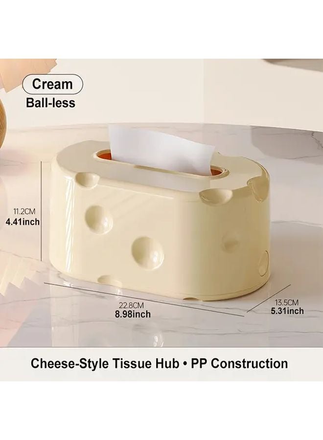 غطاء صندوق المناديل الكريمي بنقاط كرات حمراء، قابل للتركيب على الحائط أو سطح المنضدة من الجانبين - Image 3